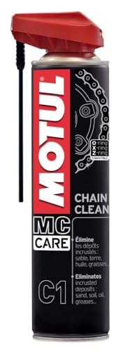 Motul Motorrad-Kettenreiniger Sprühdose Hochleistungs-Entfetter für Straßen- und Geländemotorräder Geeignet für O-Ring X-Ring Z-Ring-Ketten Schnell trocknend MC Care Chain Clean C1 400 ml