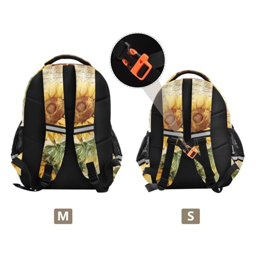 Sunflower Vintage Backpack for Kids 8-14 Years Boys Girls School Bookbag Daypack M 202b55613