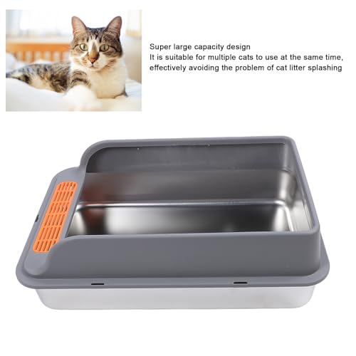 Caixa de Areia para Gatos de Aço Inoxidável, Bandeja de Areia para Gatinhos de Metal Com Lado Alto p