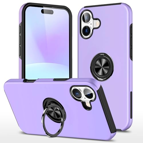 Yarxiawin para Funda Apple iPhone 17 Silicona Case con Anillo Trasero 360 Aesthetic Carcasa Magnetica Soporte Antigolpes Ultrafina Delgada (Lila)