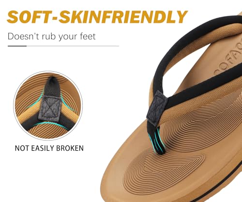 Image of COFACE Flip Flops For Women with Arch Support Comfortable Yoga Mat Orthopedic Sandals Lightweight Womens Flip-Flop