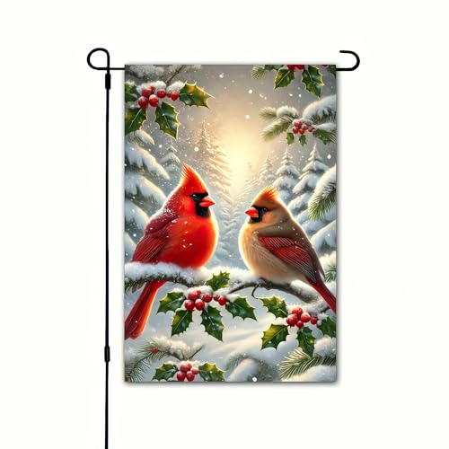 Image of BlissYard Winter Yard Flag Cardinal Red Birds 12x18 Inch Polyester