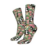 chegna Bernedoodle Floral Cute Dog Florals Green Athletic Socks Sport Running Calf Socks Performance
