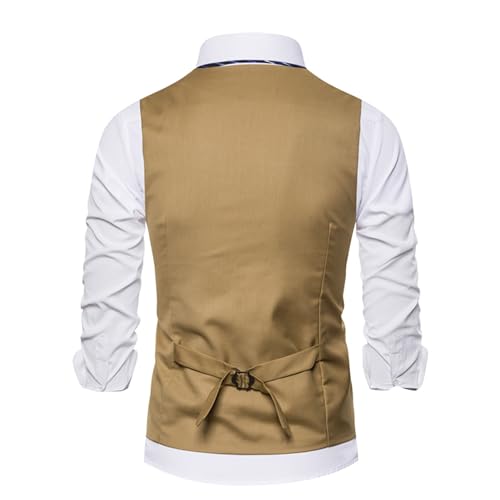Maiyifu-GJ Men's Formal Business Suit Vests Slim Fit V-neck Wedding Party Dress Waistcoat Casual Solid Color Dress Vest2