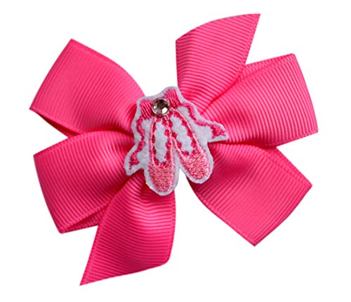 3 Inch Wide Ballet Slipper Children's Hair Bow (Clips on Child's Left Side of Head)