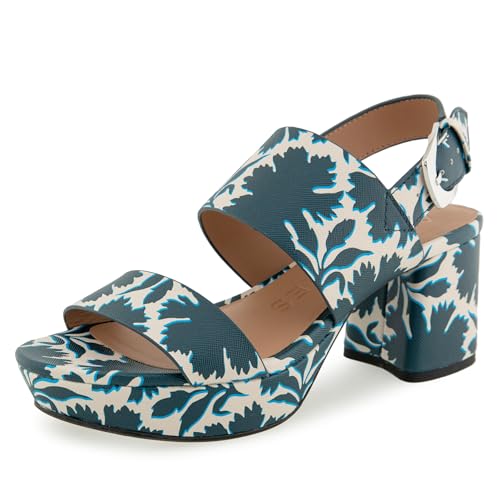 Aerosoles Women's CAMILIA Platform Sandal, NAVY/EGGNOG PRINTED FLORAL FAUX LEATHER, 7.5W