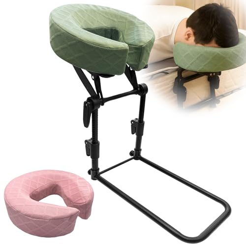 OURSHE Massage Headrest for Bed with 2 Pack of Covers Home Mattress Top Massage Kit Adjustable Face Cradle for Professional and Home Use Portable Face Down Head Holder Fits All Mattresses