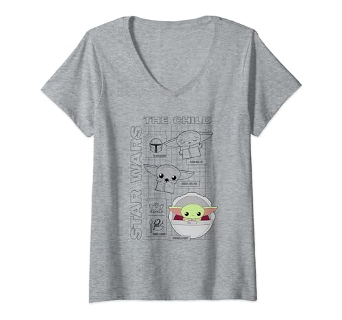 T-shirt Col V Star Wars The Mandalorian pour Fan de Grogu