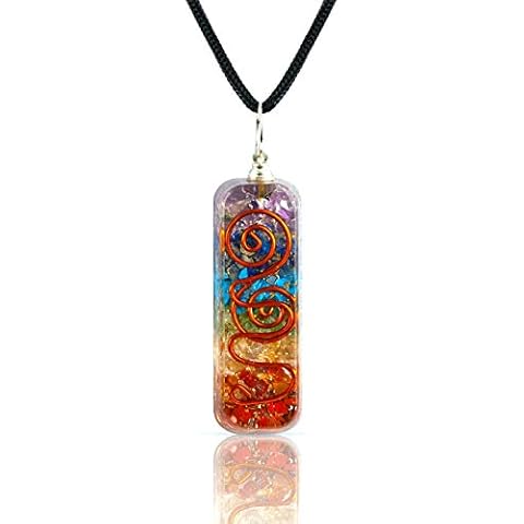 Orgone 7 Chakra Healing Pendant | Spiritual Crystal Necklace | SBB Coil | 4.5 cm Pendant Length with Adjustable Neck Cord Cover