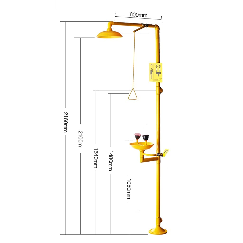 Notfall-Augenspül-Duschstationen, S304, Edelstahl, Dual-Sprühköpfe, Augenspüllösung, Gesichtsdusche mit Pedalschalter