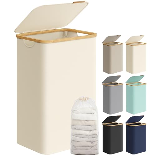 SONGMICS Panier à Linge Mince avec Couvercle, 90L,...