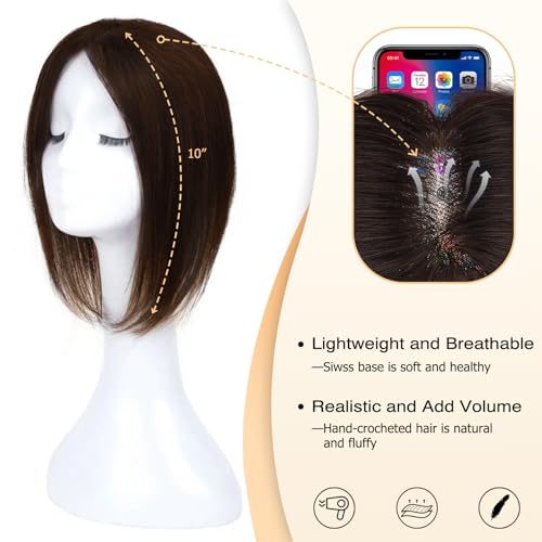 POWERASIA Hair Toppers for Women Real Human Hair Extensions 3.1