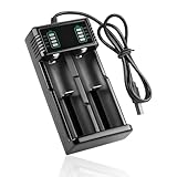 Caricabatterie agli Ioni di Litio a 2 Slot, LCD Caricabatterie Ricarica Rapida compatibile con una varietà di batterie agli ioni di litio da 3,7 V, 18500 14500 21700 26650 18650 26700