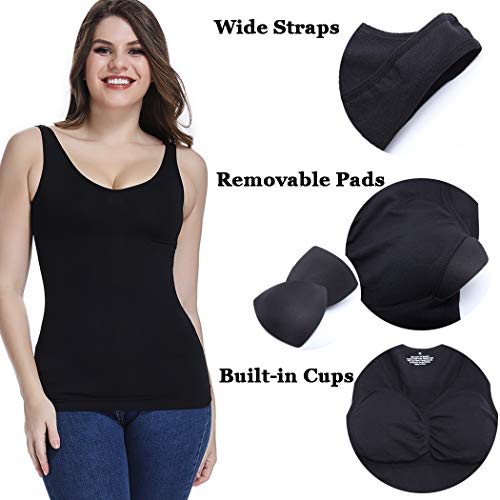 Women's Cami Shaper With Built In Bra Tummy Control Camisole Tank Top Underskirts Shapewear Body Shaper #TOP1