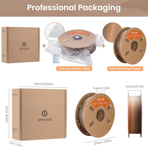 Image of ERYONE Matte Gradient Rainbow 3D Printer PLA Filament 1.75 + /- 0.03mm, HS Matte Multicolor High Speed Filament PLA 1KG(2.2LBS) Spool, Coffee