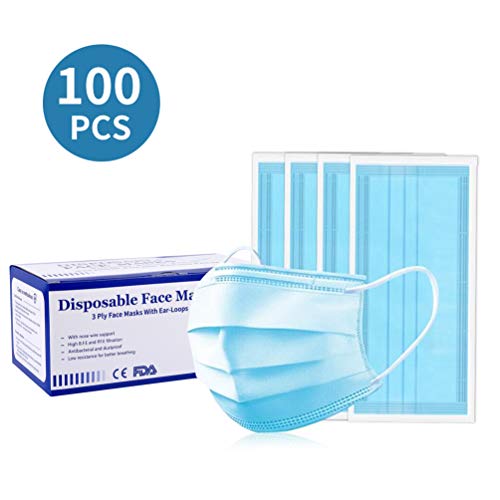 100pcs Formato Faccia Libera USA e Getta Blu 3-ply