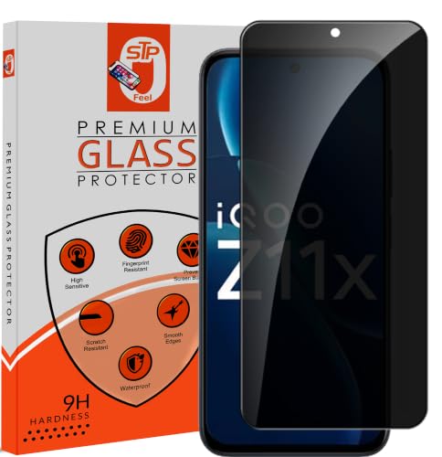 Image of STP FEEL Premium Grade Privacy Tempered Glass Screen Protector Guard Compatible For IQOO Z11X 5G (6.76 Inch, Pack of 1) Full Edge to Edge Coverage Anti-Spy /Anti-Peeping 9H Hardness