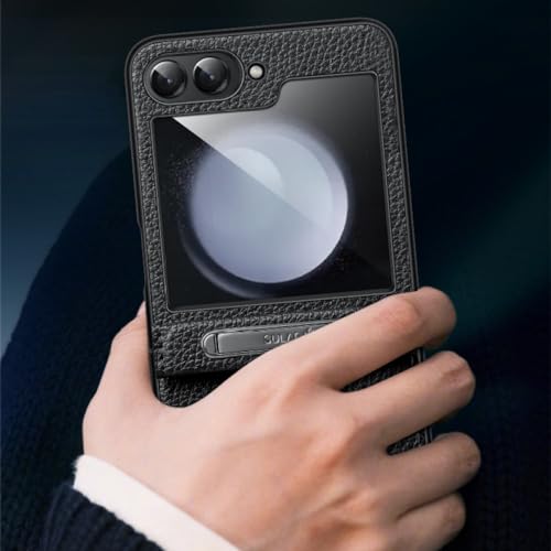 Coque Galaxy Z Flip4 ENILSA Vert avec Support Intégré en Cuir - 3