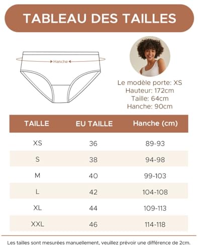 Culotte femme coton doux INNERSY lot de 6 slips basiques confortables taille basse - 6