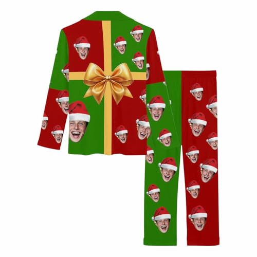 Artsadd Custom Pajamas for Women Personalized Long Pajama Sets with Face Photo V-Neck Pjs Sleepwear Valentines Gifts for Her4