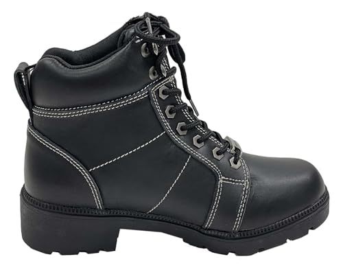 Unik Women's Premium Leather Short Motorcycle Boots - Black 12020-003