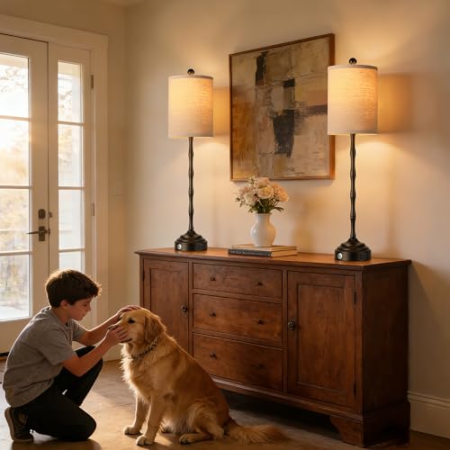 Tall Skinny Beside Lamps Set of 2, Modern Buffet Table Lamps for Bedroom - image 7