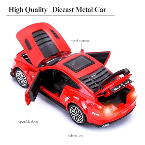 Image of Invite Enterprise 1:32 Mustang GT500 Toy Car Metal Pull Back Diecast Car with Openable Door and Sound Light, Gifts Toys for Kids【 RED 】