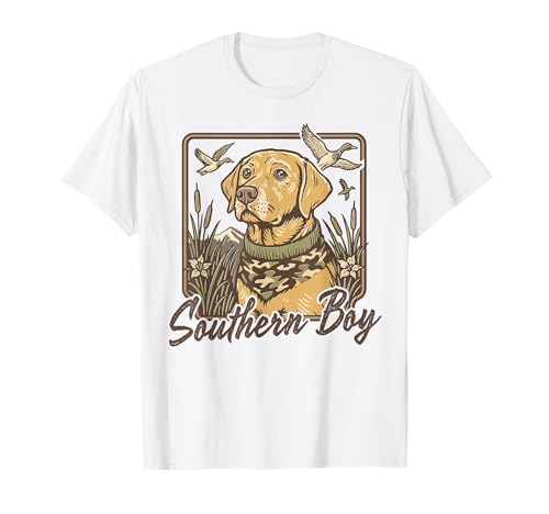 Camo Southern Boy Hunting Duck Dog Western Camouflage Flag T-Shirt