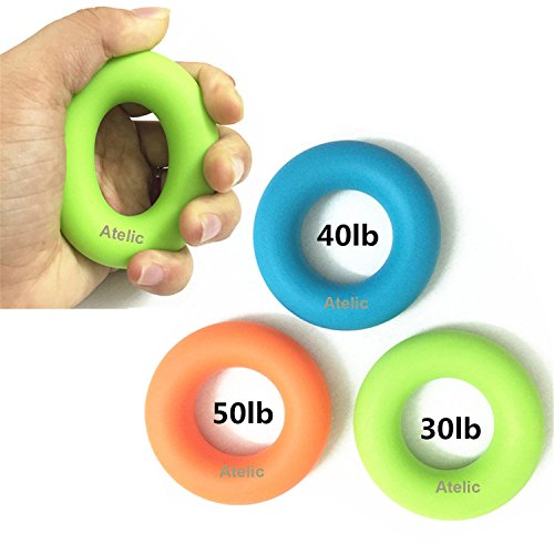 Atelic Silicone Hand Grip, Yoga Hand Grip Strengthener Exercisers - 3 Level with Increased Resistances Perfect for Increasing Hand, Finger, Wrist, and Forearm Strength