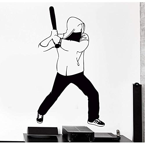 Beau Gars Stickers Muraux Sport Street Fighter Avec Couverture De Chauve-Souris Rap Vinyle Stickers Décoration Salon Art Mural 56X88Cm Cover