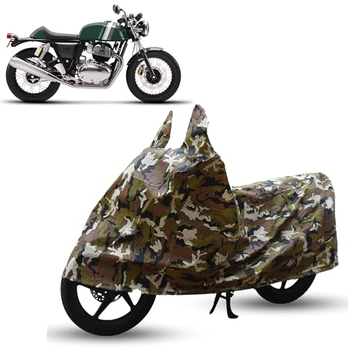 Image of Sulfar Bike Cover for Royal Enfield Continental GT 650 (Cafe Racer) | Waterproof, Dustproof & UV Protected | All Weather Two Wheeler Cover (Army Green) New 2026 Variants