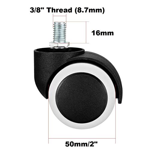 Image of Twin Castor Wheels Threaded Set of 5 pcs for revolving Chairs and Other revolving Products. 100% Nylon ABS Material Assurance