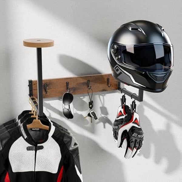 Uchwyt ścienny na kask motocyklowy | stojak z organizerem, do przechowywania akcesoriów motocyklowych
