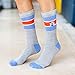 OFFICIAL Cuphead Striped Grey Crew Socks | Red, White, & Blue Striped Socks | Perfect for Cuphead Fans