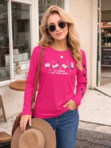 Image of Cat Shirts for Women Loose Fit Lightweight Long Sleeve Animal Tee
