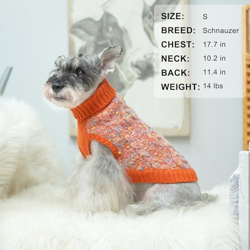 Image of BEAUTYZOO Dog Sweaters for Medium Dogs, Knit Clothes with Harness Hole | Turtleneck Pullover Fall Winter Knitwear, Fuzzy Fleece Cold Weather Coat for Girl Boy Puppy, Warm Pet Sweatshirt, Orange M