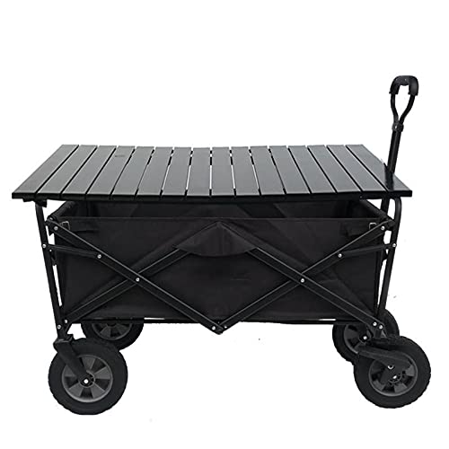 CQLXZ Gartentrolley Outdoor Camping Trolley mit Tischplatte, Faltbarer Tragbarer Trolley Angeln Reise Picknick, Offroad-Räder 4 Schubkarre,D Cover