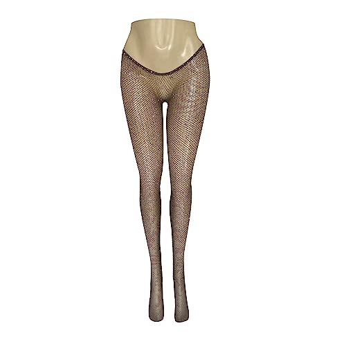 Image of V-Cut Skintone Gold Glitter Fishnet Stockings | VCUT Carnival Tights for Black and Brown Skin Women