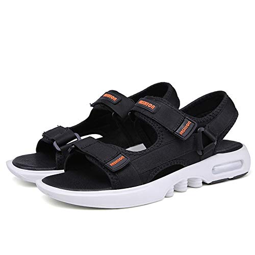 Xingyue Aile Slippers & Sandalen Zomer Outdoor Ademende Strand Sandalen Voor Mannen, Open teen Mode Wandelen Wandelen Vlakke Sandalen Doek Haak & Loop Band Anti-Slip Schoenen ( Kleur: Zwart , Maat : 40 EU ) - Afbeelding 4