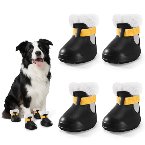 Top 10 Best Winter Shoes for Dogs: a Comprehensive Review 7 Dog Shoes for Small Medium Large Dogs,Winter Dog Snow Boots & Paw Protectors Waterproof for Cold Weather & Hard Floors,Adjustable Anti-Slip Dog Booties with Removable Wool Liner (Black, 7)