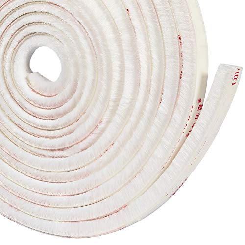 HADOR Brush Seal Weather Stripping 11/32-inch W x 11/32-inch H(4.9M White), Fuzzy Felt Pile Seal Weather Stripping for Sliding Windows Bottom and Door Frame,Wardrobe