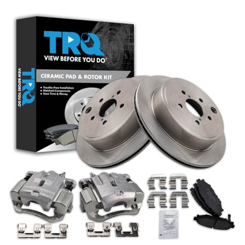 Image of TRQ Rear Brake Pad and Rotor Set Ceramic Rotors Calipers