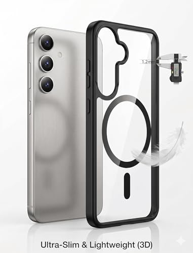 Image of ArmourPro MagSafe Compatible Case for Samsung Galaxy A26, Magnetic Wireless Charging Back Cover with Clear Back, Flexible TPU Bumper, Camera Protection | Black