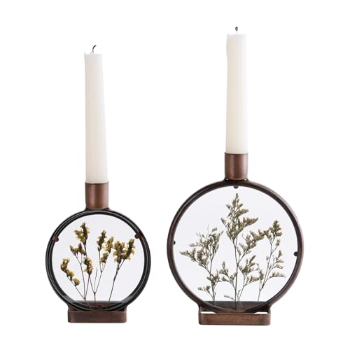 NIKKY HOME Dried Flower Candle Holders Set of 2