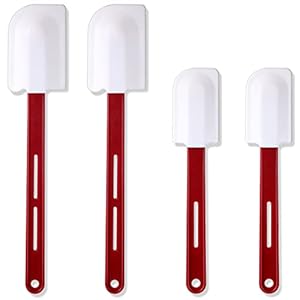 Norme Set of 4 High Temp Silicone Spatulas 10 Inch 14 Inch Heat Resistant Rubber Spatula Commercial Silicone Scraper Spatula with Handle for Kitchen Cooking Baking Mixing Utensils, Dishwasher Safe