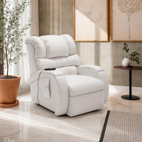 Poltrona Reclinável com Controle Ideal para Idosos em Corano Branco
