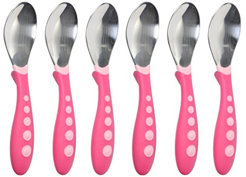 Gerber Stainless Steel Tip Kiddy Cutlery Spoons, 6 Pack (Pink)