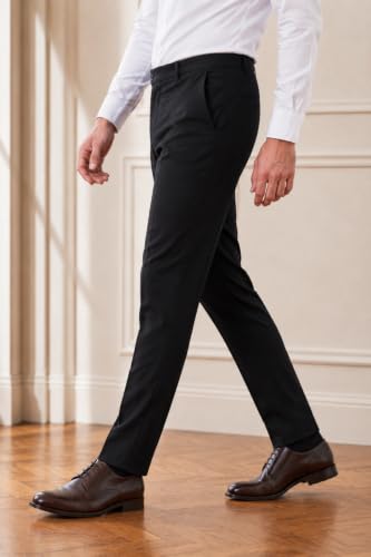 Image of SaintX Men's Premium 4-Way Comfort Stretch Formal Trousers | Smart Sweat Wicking Wrinkle Free Fabric | Smarter Techno Flex Expandable Waistband | Stylish Slim Fit | Daily Office Wear