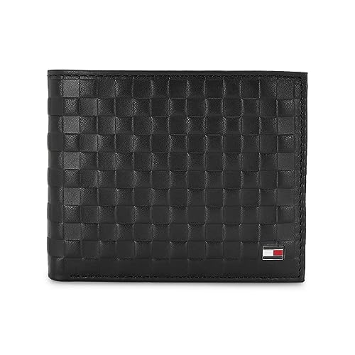 Tommy Hilfiger Men's Global Coin Wallet Castell - Black | Leather | 1 Coin Pocket | 2 Compartments | 4 Card Slots