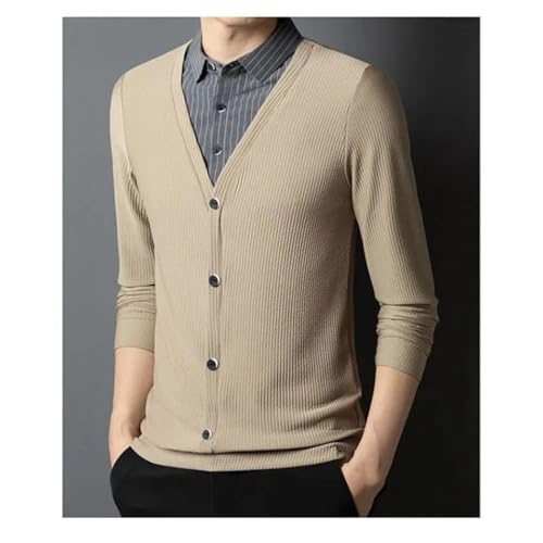 Men's Striped Button Sweaters Formal Fake Two Pieces Pullover Tops Long Sleeve Casual Jumper3